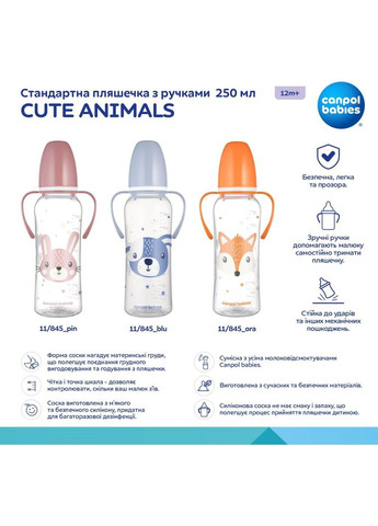 Пляшечка Cute Animals, 250 мл. () Canpol Babies 11/845_ora (328396245)