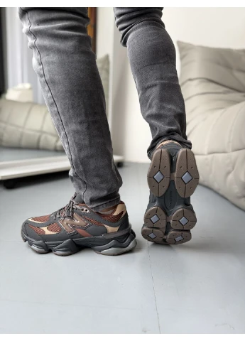 Коричневые демисезонные кроссовки мужские new balance 9060 phanton rich oak brown нью беланс 9060 коричневые No Brand