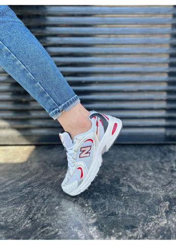 Білі Осінні кросівки чоловічі new balance 530 retro white silver red нью беланс 530 No Brand