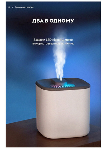 Зволожувач повітря портативний DQ-118 3L, White аромадифузор електричний Kinscoter (324607555)