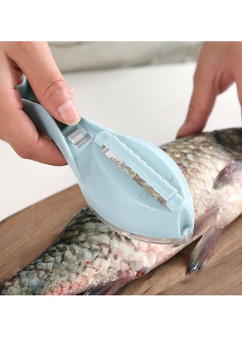 Скребок для чищення риби від луски, ніж для чищення риби з контейнером (оливковий) China (366890765)