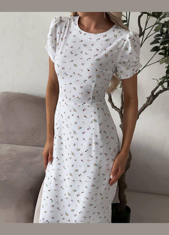 Білий біла літня сукня-максі із софту в квітковому принті, ніжна повітряна сукня з коротким рукавом No Brand