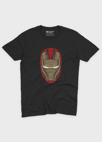 Чорна демісезонна футболка для хлопчика з принтом супергероя - залізна людина (ts001-1-bl-006-016-017-b) Modno