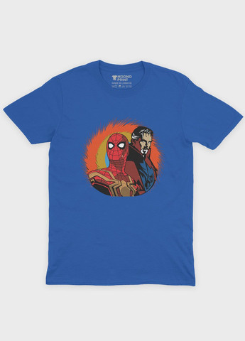 Синяя демисезонная футболка для девочки с принтом супергероя - человек-паук (ts001-1-grr-006-014-006-g) Modno