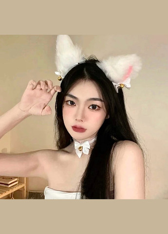 Набір 2 обручі "Кішка" на голову з хутряними вушками та дзвіночки з бантиками No Brand (316451673)