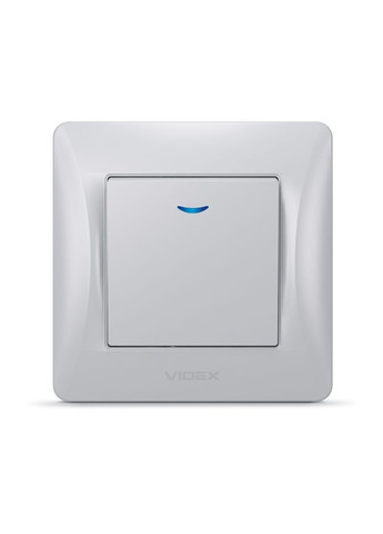 Вимикач 1-клавішний з підвищеною вогнетривкістю і підсвічуванням BINERA VF-BNSW1L-SS сріблястий Videx (282312993)