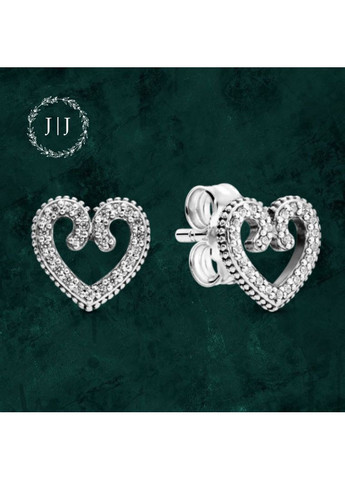 Срібні сережки "Сяючі серця" Pandora (Пандора) 297099CZ No Brand (363028234)