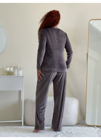 Серая зимняя женская пижама кофта + брюки No Brand 100002414