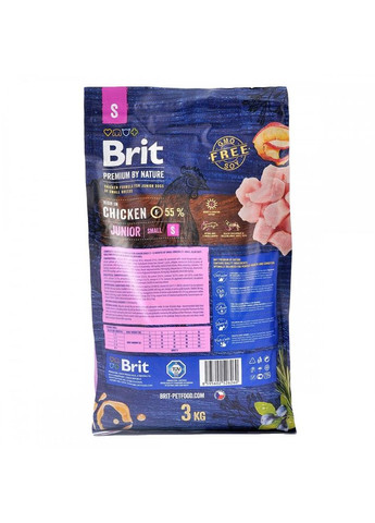 Корм сухий Dog Junior S для молодих собак дрібних порід від 1 до 12 місяців вагою 1-10 кг з куркою 3 кг Brit Premium (362700785)