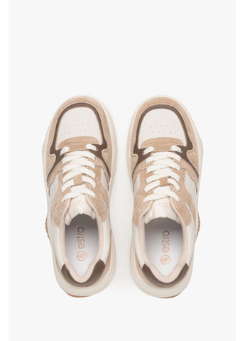 Бежевые кеды низкие, цвет бежевый Estro