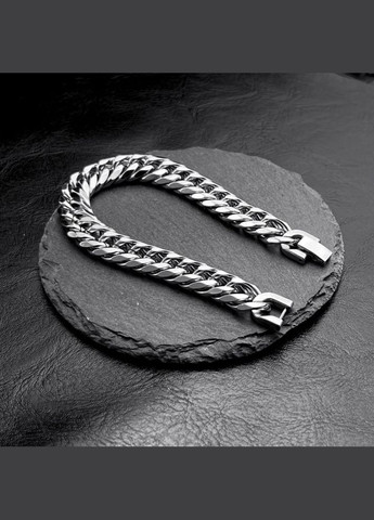 Мужской серебряный браслет стальной, мужская цепочка на руку 12 мм No Brand (328048523)