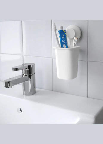 Тримач для зубної щітки з присоскою ІКЕА TISKEN білий (80381294) IKEA (267899294)