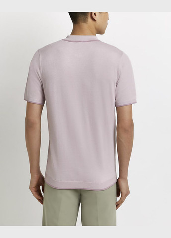 Светло-розовая футболка-поло лето,бледно-розовый, для мужчин River Island