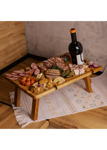 Винний столик-менажниця з дерева 50×30 см прямокутний на ніжках дуб BWS500180 (A-033356) LUGI (354825555)