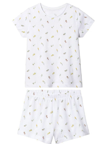 Біла всесезон літня піжамка дівчинці футболка + шорти Lupilu