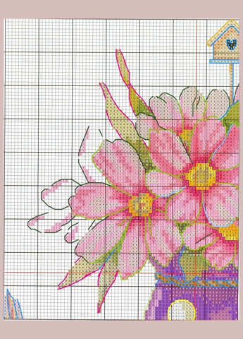 Набор для вышивания по нанесённой на канву схеме "Bird and Vase ".AIDA 14CT printed, 28*35 см Joy Sunday (313614254)