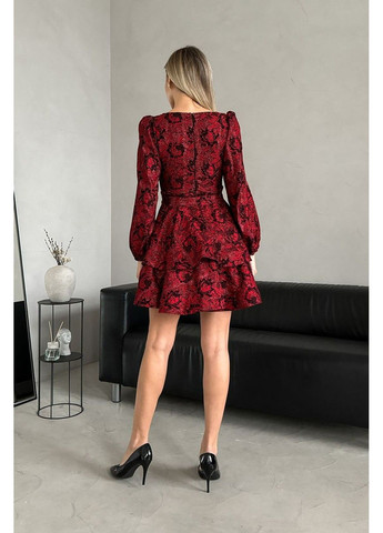 Червона коктейльна сукня гіпюр троянда 24111 червона Tanita-Romario