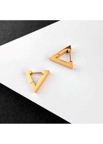 Серьги с позолотой из нержавеющий медицинской стали в виде треугольника ES-332 No Brand (299330410)