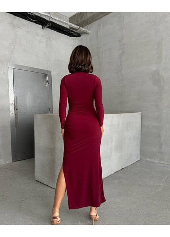 Бордова коктейльна сукня жіноча No Brand однотонна