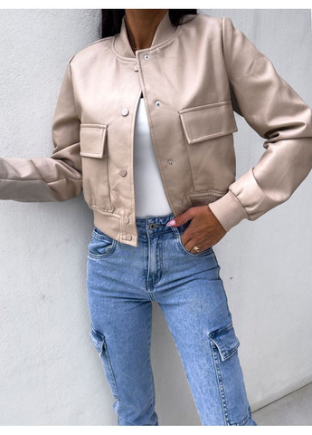 Бомбер женский из екокожи Style Point бейсбольный на кнопках (356172346)