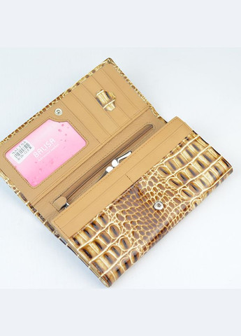 Бежевий лаковий жіночий шкіряний гаманець під рептилію на кнопці Balisa (305821976)