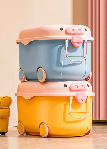 Многофункциональный ящик для хранения игрушек Свинка Йеллоу на колесах, большой () Poppet PP-002Y-L (328309119)