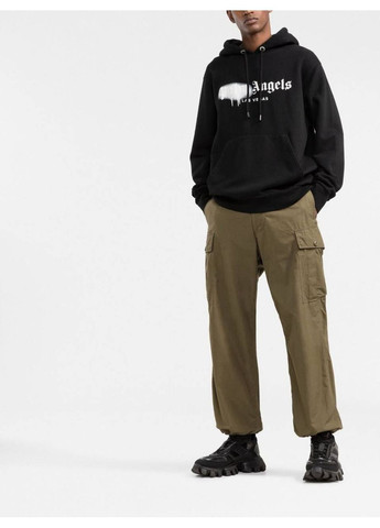 Мужская толстовка-худи-кофта черная с красивым белым принтом, в стиле palm angels No Brand (364461611)