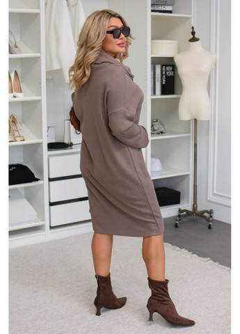 Кавова повсякденний, ділова, кежуал жіноча сукня великих розмірів Style Point однотонна