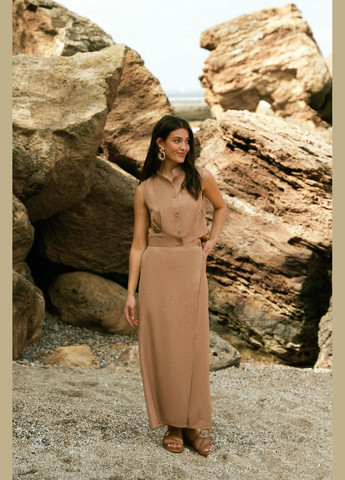 Спідниця на запах на гудзику. Бежевий Seventeen (345707891)