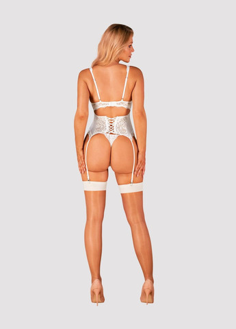 Сексуальные чулки бежевые с белым "S814" S/M Obsessive (302820482)