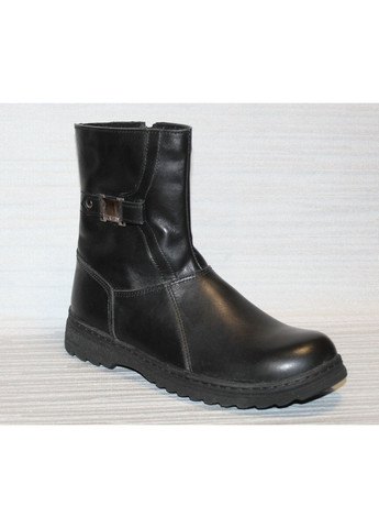 Черные зимние сапожки зимние подростковые из натуральной кожи на молнии. Walker