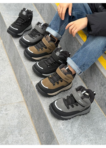 Серые зимние термоботинки для мальчиков от bi&ki. Biki