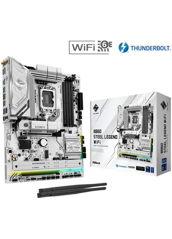 B860 Steel Legend WiFi (1851/B860, 4*DDR5, 2*PCIex16, HDMI/DP/TB4, 4xSATA, 4xM.2, 2.5Glan, 7). ASRock (322336642)
