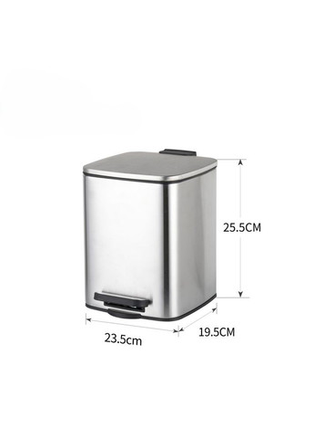 Відро для сміття з плавним закриттям квадратне Kubix-TC0106 SS Color 6л колір нержавійка (ZX5889) Zerix (341331748)