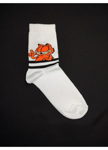 Білі модні білі високі шкарпетки прикол з принтом гарфілд малюнки (361866189)