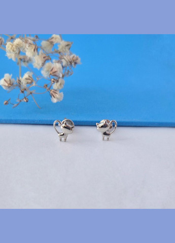 Серебряные сережки гвоздики на закрутках без камней Котики серебро 925 пробы Родированное 82820 0.95г No Brand (318093534)