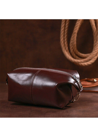 Кожаная глянцевая косметичка 16407 Коричневый Shvigel (292849805)