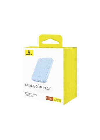 Магнитный павербанк Magnetic 5000 mAh 20W с беспроводной зарядкой Magsafe и индикатором заряда УМБ Голубой Baseus (349824364)