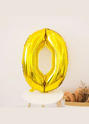 Шарик цифра 0 фольгированная 32 дюйма золотистый Jannet кулька (333340206)