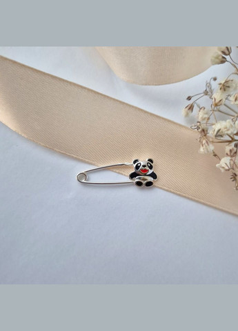 Серебряная Брошка булавка шпилька Панда с эмалью серебро 925 пробы 5565 1.29г No Brand (317571737)