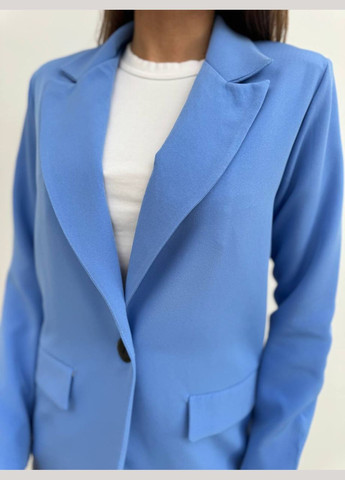 Голубой женский стильный пиджак No Brand однотонный - демисезонный