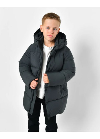 Графітова зимовий пуховик для хлопчика 8373-29 графітовий X-Woyz