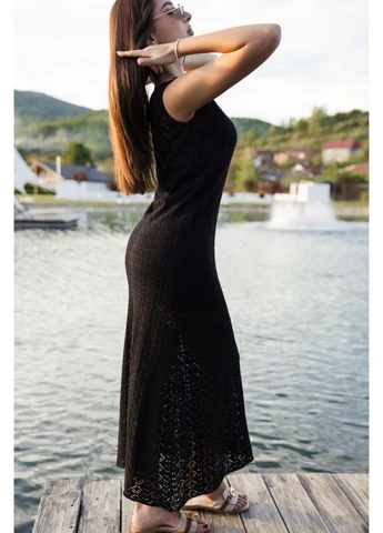 Чорна літня в'язана жіноча сукня жоржина чорна Art Knit