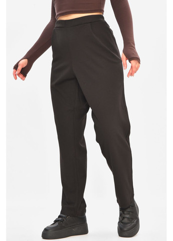 Штаны женские однотонные полубатальные черного цвета Let's Shop (366726258)