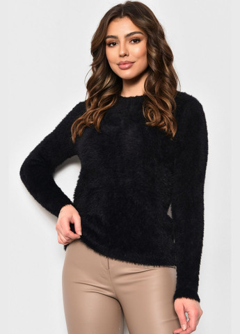 Черный зимний свитер женский из ангоры черного цвета пуловер Let's Shop
