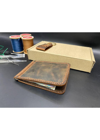 Затиск Для Грошей із Натуральної Шкіри Набір + Брелок Колір Шкіряний Гаманець No Brand (356508879)