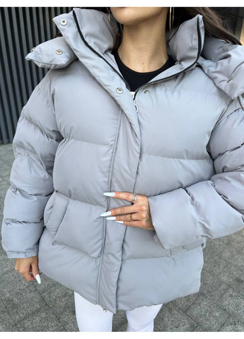 Сірий демісезонний Пуховик Style Point