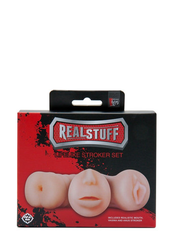 Набір реалістичних мастурбаторів REALSTUFF 3 IN 1 FLESH, Flesh, 12.0см - 4.7дюйм. Dreamtoys (290667872)