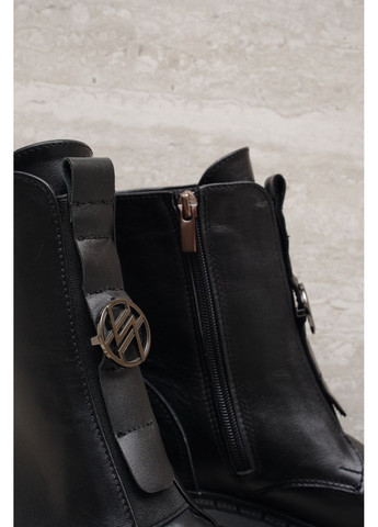 Осенние женские демисезонные кожаные ботинки чёрного цвета на высокой подошве (отшив 3 дня) Paradize