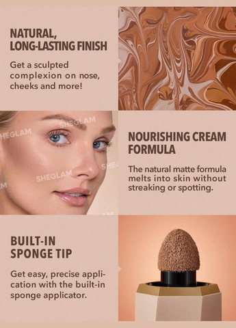 Жидкий кремовый контуринг, скульптор Sun Sculpt Liquid ContourClay Sheglam (311666042)